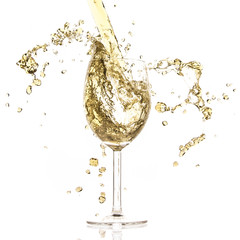 white wine pouring splash, isolated