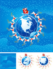 Santa Klaus flight  above America