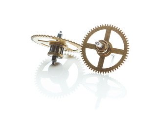 gears from old clock isolated on white background