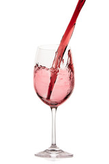 red wine pouring splash, isolated