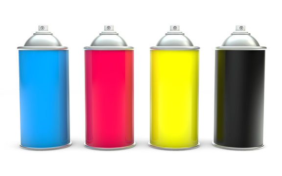 CMYK Paint spray cans