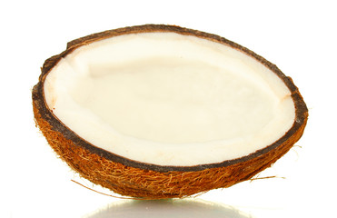 half coconut isolated on white background close-up