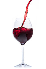 red wine pouring splash, isolated