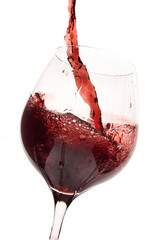 red wine pouring splash, isolated