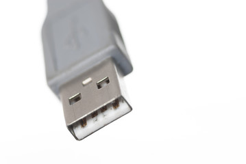 Macro USB Connector White Background.