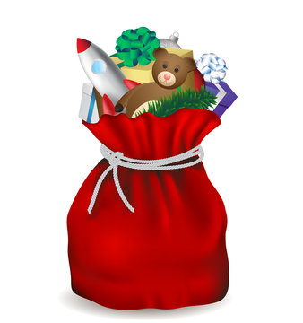 Christmas bag Santa Claus isolated, vector image