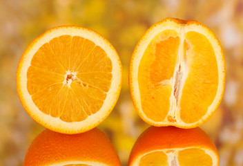 Sliced fruit on color background