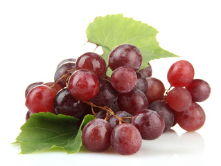 ripe sweet grapes isolated on white.