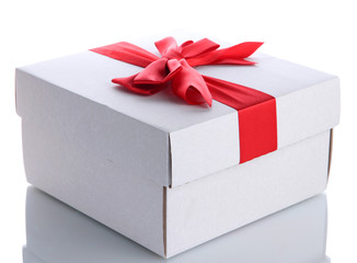 gift box with red ribbon, isolated on white