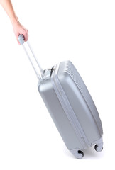 Silver suitcase isolated on white