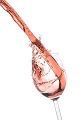 rose blush wine pouring splash, isolated