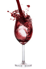red wine pouring splash, isolated