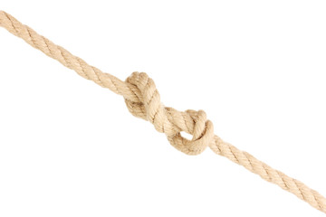 Rope with knot isolated on white