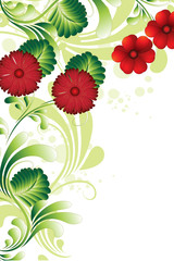 coin floral vert et rouge