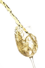 white wine pouring splash, isolated
