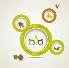 Set of organic and farm fresh food bubbles