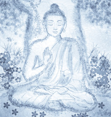 drawing of meditating buddha