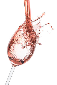 rose blush wine pouring splash, isolated