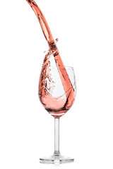 rose blush wine pouring splash, isolated