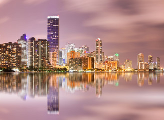 Miami Florida buildings sunset panorama