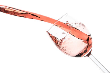 rose blush wine pouring splash, isolated