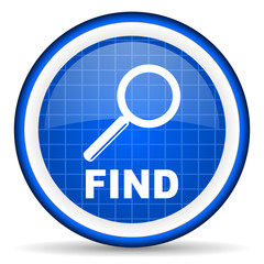 find blue glossy icon on white background