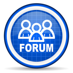 forum blue glossy icon on white background