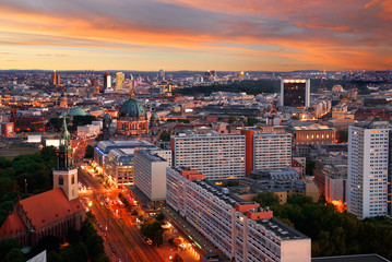 berlin skyline sunset - obrazy, fototapety, plakaty