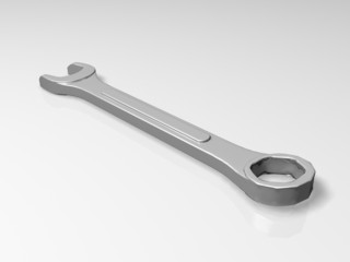 Spanner on gray - 3D illustration
