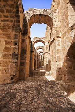 Ruins of the largest colosseum in El Jem,Tunisia. UNESCO