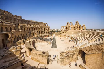 Fotobehang Ruïnes van het grootste colosseum in Noord-Afrika. El Jem, Tunesië © mrks_v