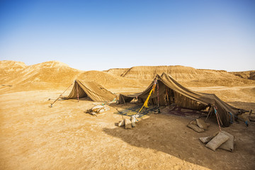 Tent in the Sahara desert, Tunisia.