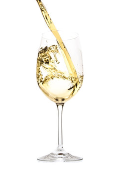 white wine pouring splash, isolated