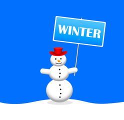 Snowman with slogan banner
