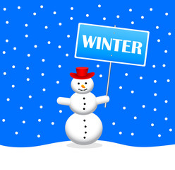 Snowman with slogan banner