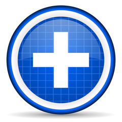 emergency blue glossy icon on white background
