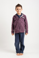 Six year kid, against white background.