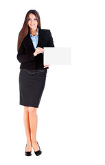 business woman is showing the paper