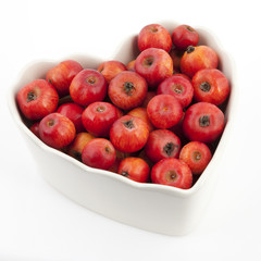 Crabapples in a heart shape bowl