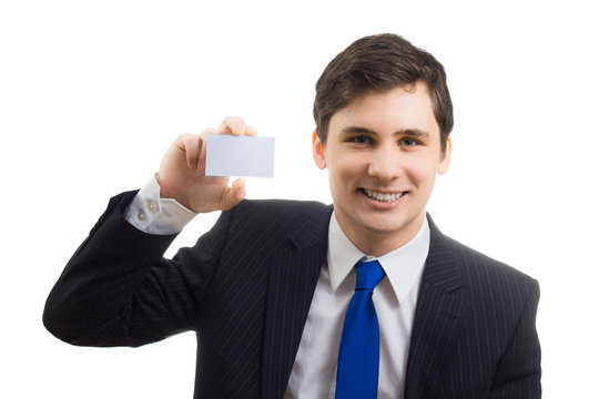 Business Man Holding White Card