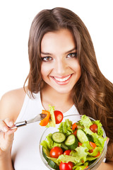 smiling lovely woman with salad