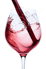 red wine pouring splash, isolated