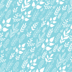 Fototapeta premium VectorLeaves Silhouettes moving In the Wind Seamless Pattern