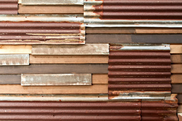 Rusty corrugated metal wall