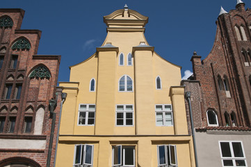 Fototapeta na wymiar Hałas domów, Stralsund, Meklemburgia-Pomorze Przednie, Niemcy