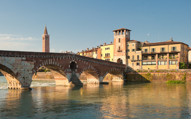 Naklejka premium Ponte Pietra bridge, Verona, Italy