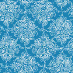 Vector Blue lace flowers elegant seamless pattern background