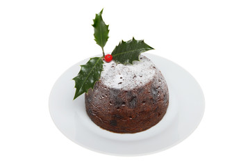 Christmas pudding on plate