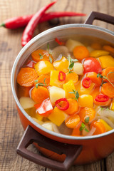 vegetable soup in pot