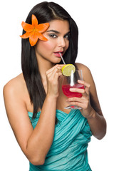 Woman with Tropical Drink